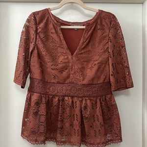 Anthropologie Blue Tassel size M blouse.